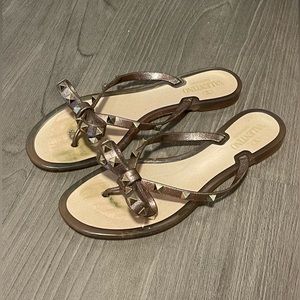 Valentino Rockstud Glittered Flip Flops